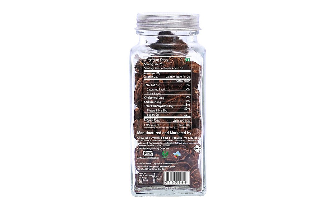 Bytewise Organic Black Cardamom    Bottle  100 grams